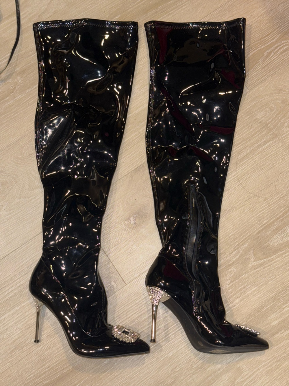 INC Black Patent Leather Thigh Boot